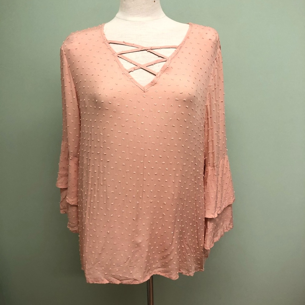 Yest | Women's Bell Sleeve Top | Peach | Size 14